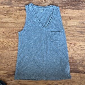 Madewell Whisper Cotton V-Neck Pocket Tank Heather Gray